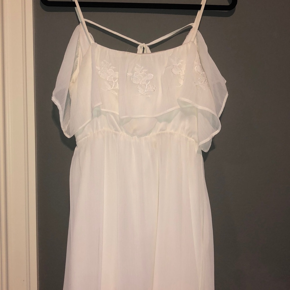 White Lace Sun Dress with Floral Detail
